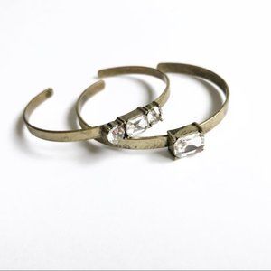 SOLE SOCIETY Set of 2 Brass Rhinestone Cuffs